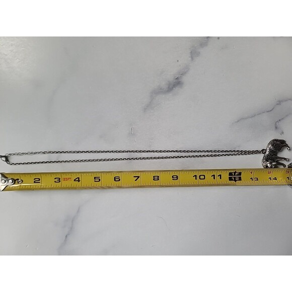 Adjustable Silver Tone Metal Wolf Pendant Necklace, Vintage Costume Jewelry - Picture 10 of 10